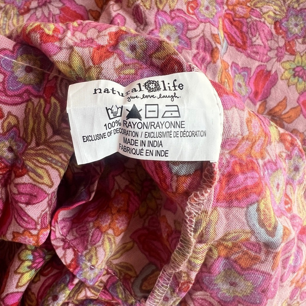 Natural Life Mini Dress Women XS Pink Floral Embroidered Tiered - Picture 7 of 7